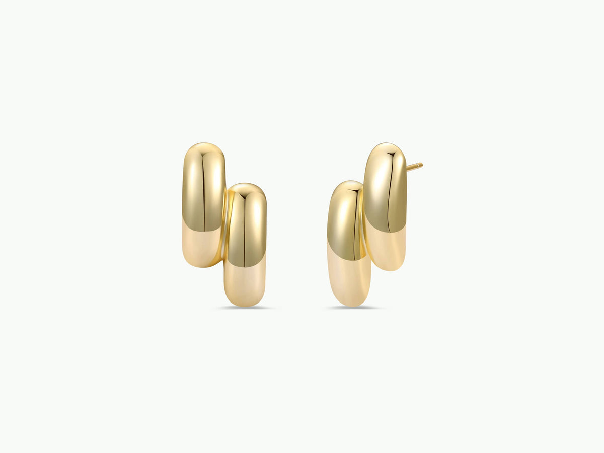 Gold Double Bold Bar Earring