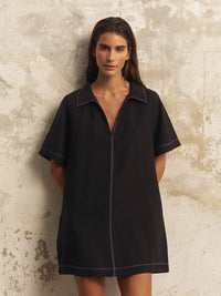 Mae Popover Mini Dress Black