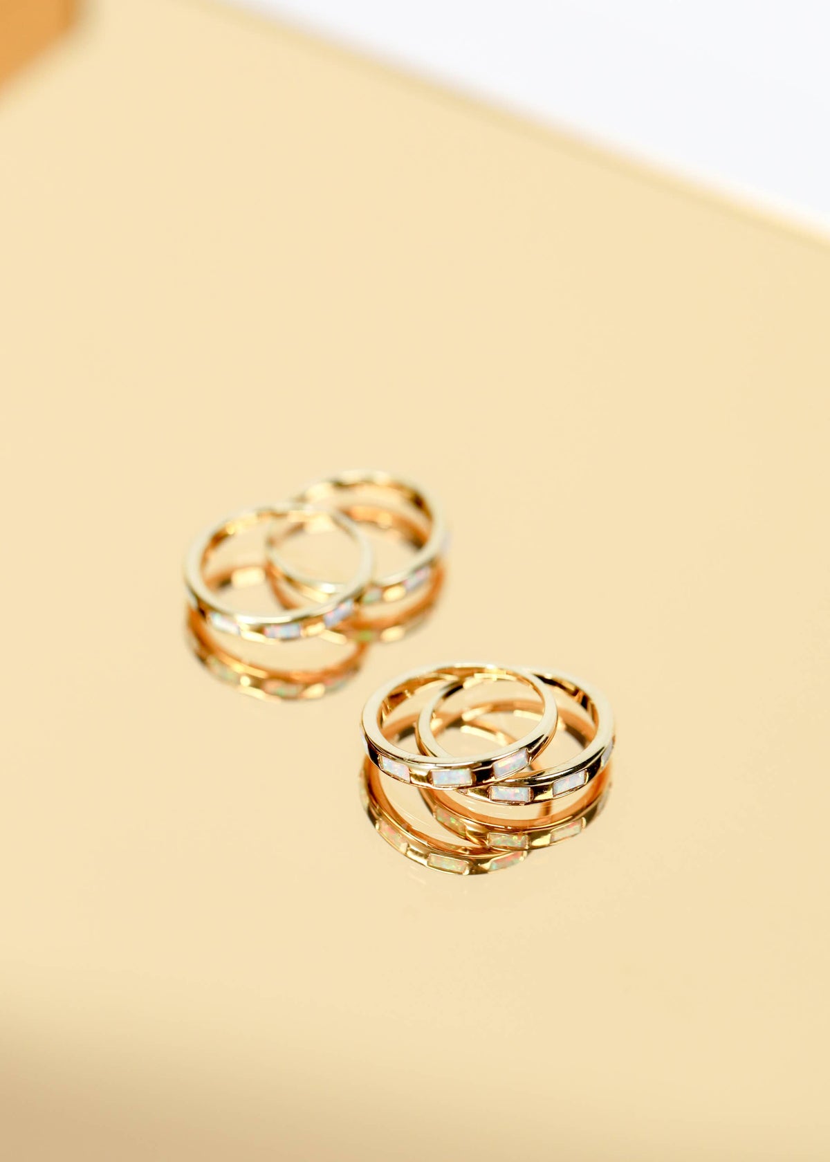 Gold Rings -  White Opal Inset Baguette: 6