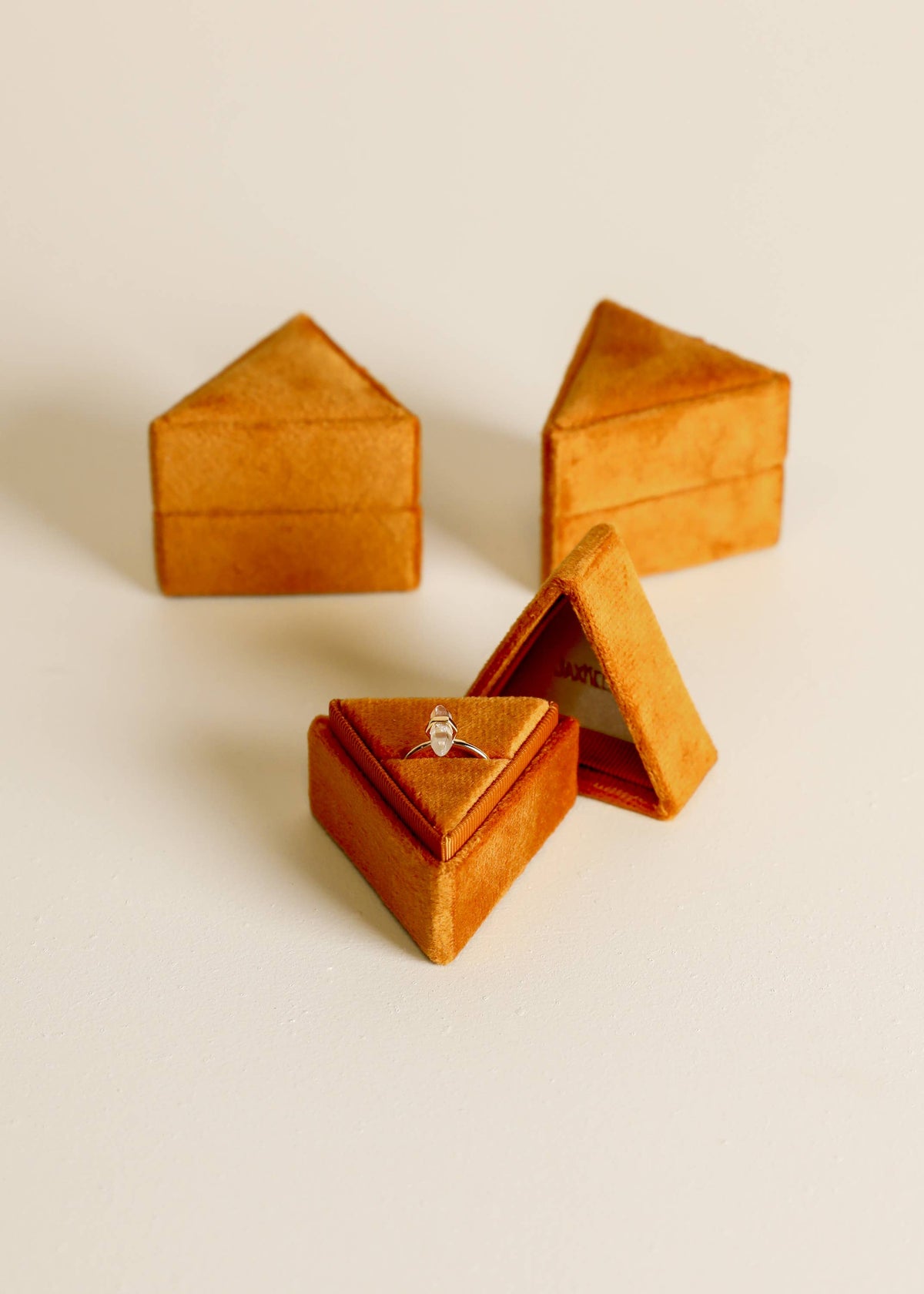 Velvet Jewelry Box - Triangle - Burnt Orange: Burnt Orange