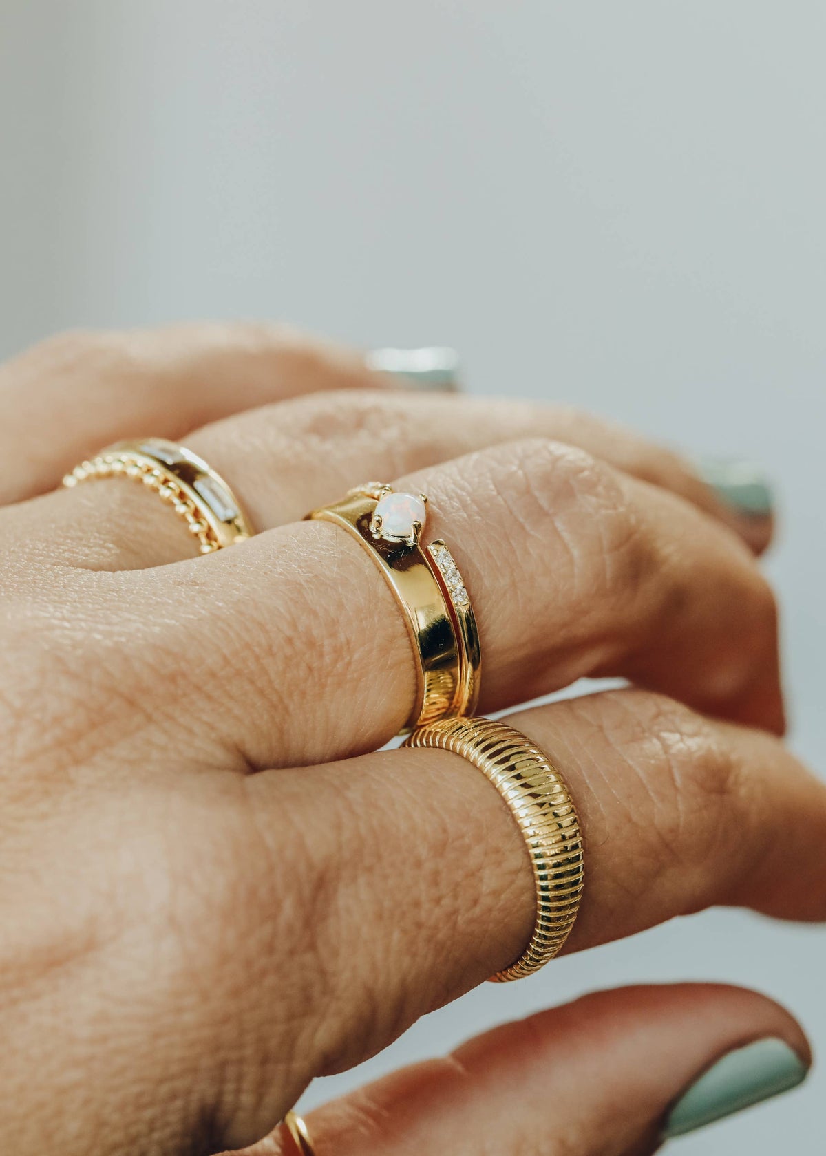 Gold Rings - Ridged: 8