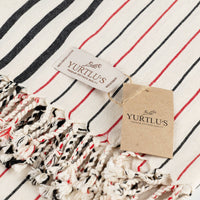 Turkish Towel Red/Black Stripe