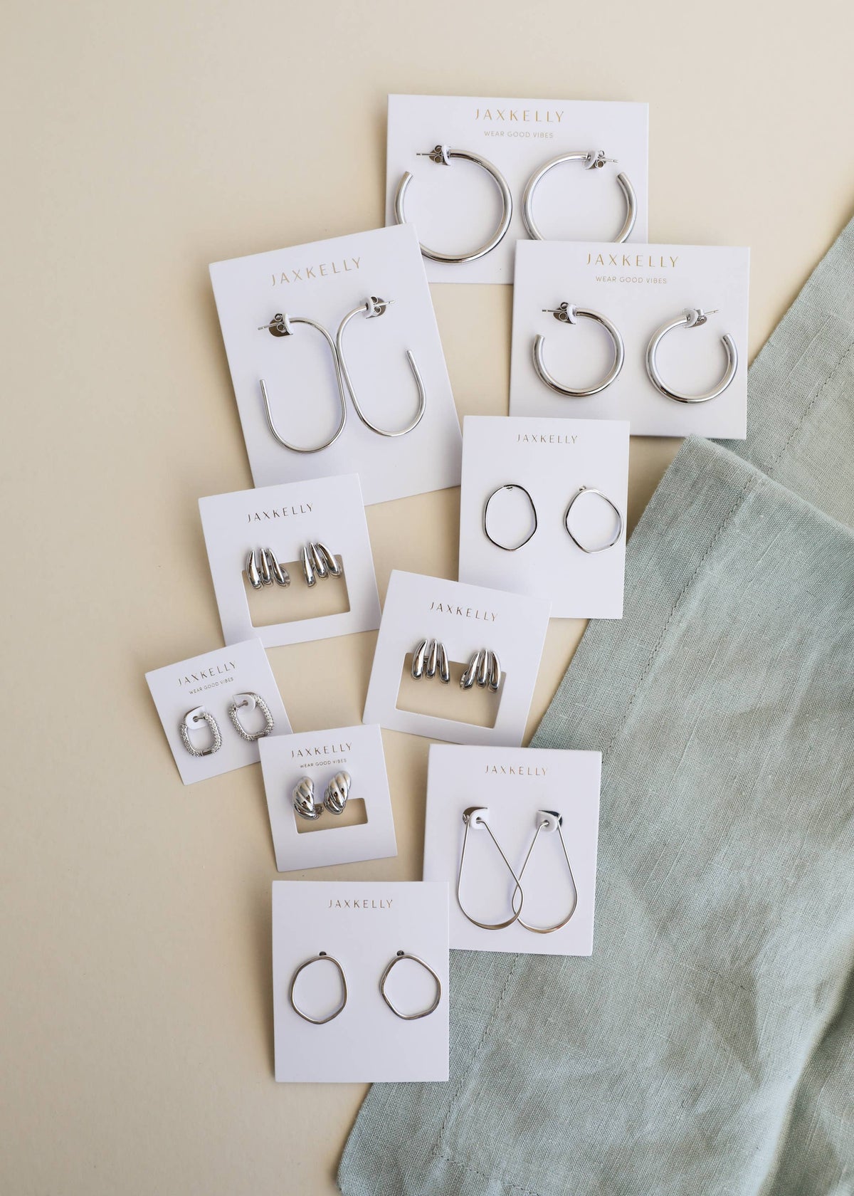 Silver Three Hoop Huggie - Earring