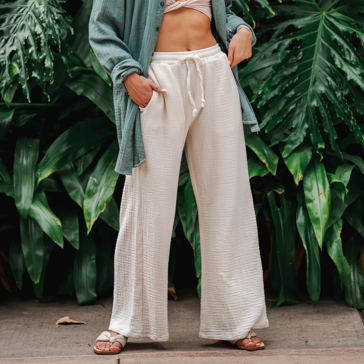 Cream Cabana Pants: L