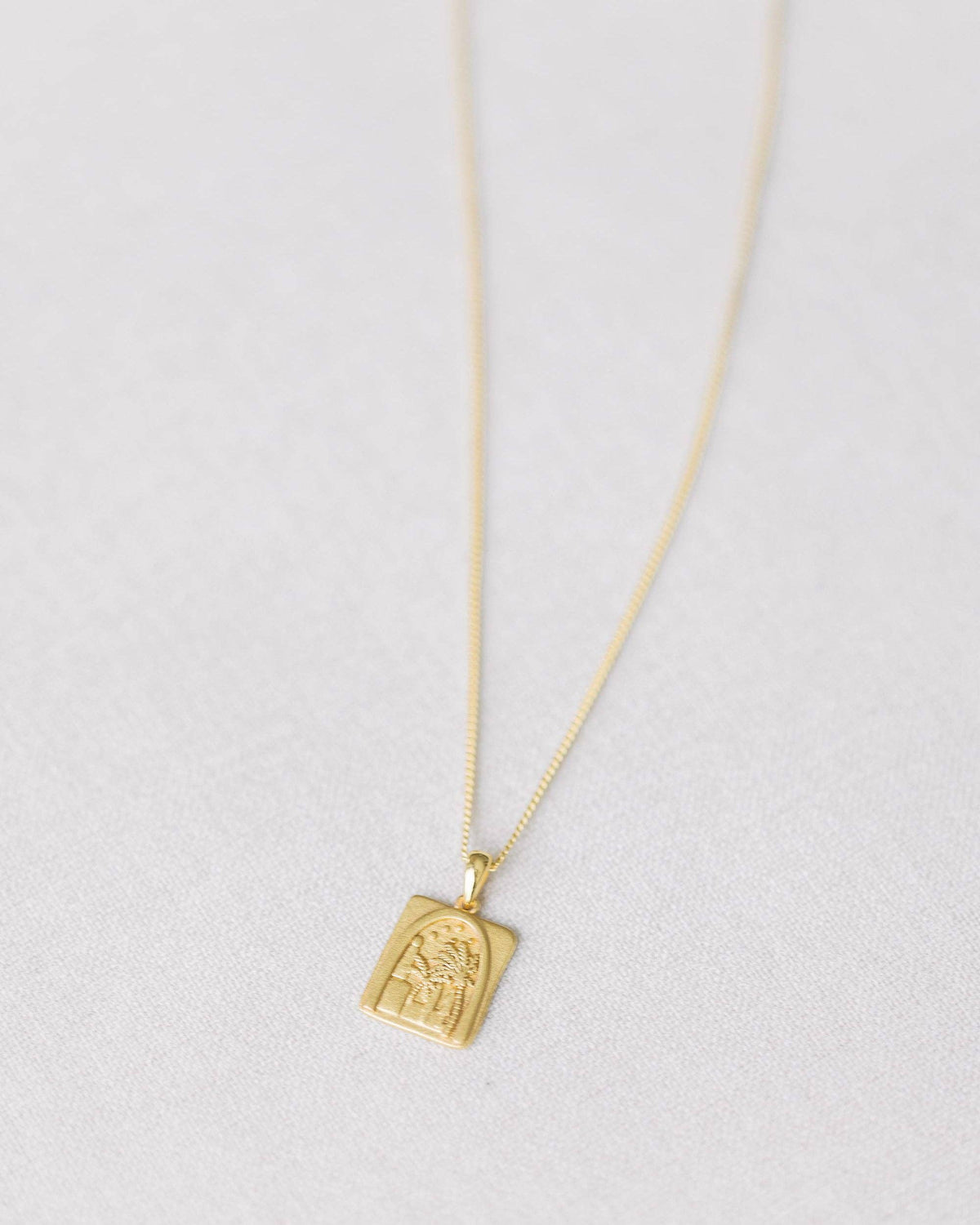 Gold Palm Pendant Necklace