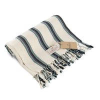 Pre-Washed 38"x72" Turkish Towel Navy/Aqua Stripe
