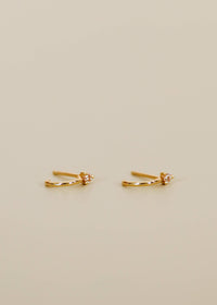 Open Mini Hoop - Champagne CZ - Gold Earrings