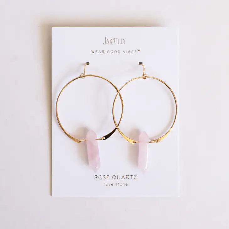 Rose Quartz Hoops