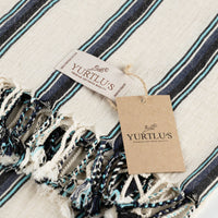 Pre-Washed 38"x72" Turkish Towel Navy/Aqua Stripe