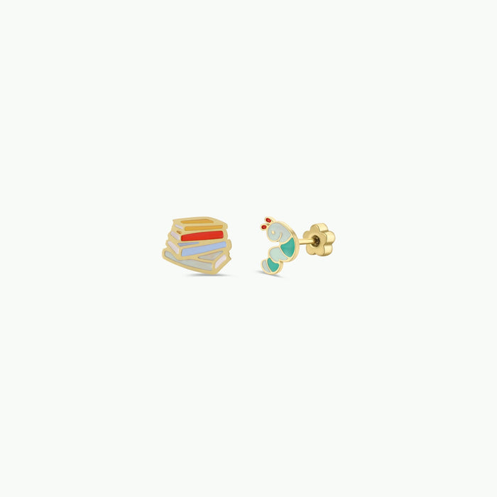 Bookworm Enamel Kids Earrings