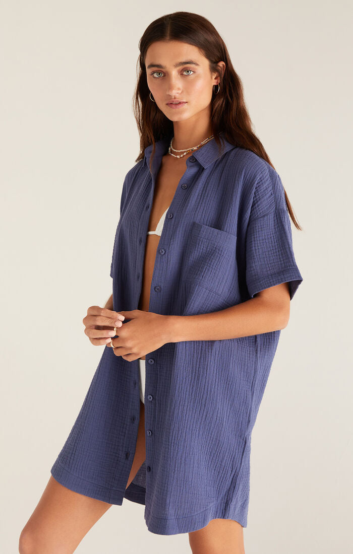Cyrus Gauze Dress Dusty Navy