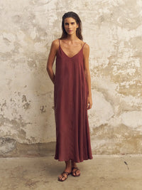 Lucid Flow Maxi Dress Burgundy