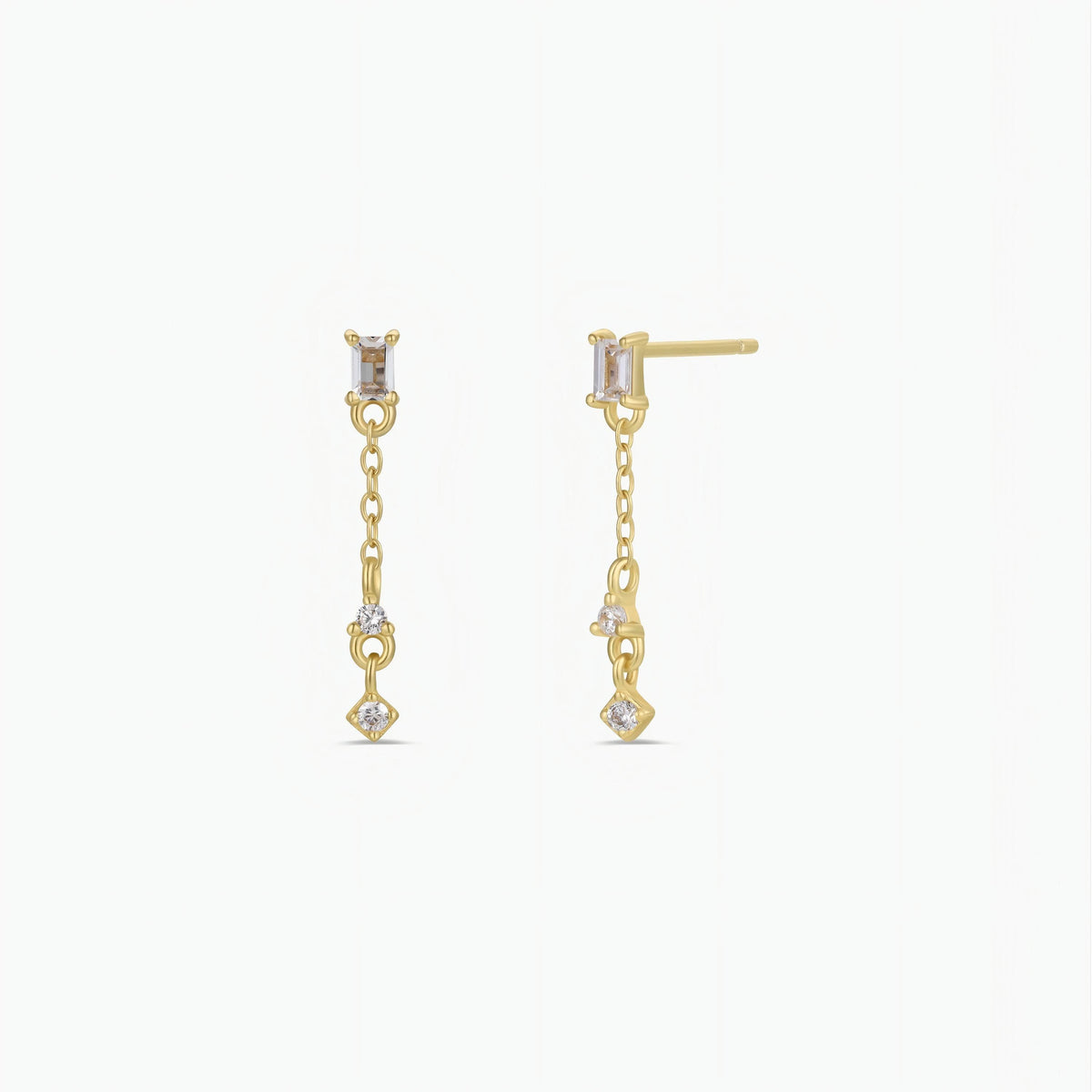 Baguette Drop - Gold Earrings