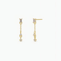 Baguette Drop - Gold Earrings