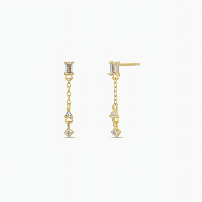 Baguette Drop - Gold Earrings