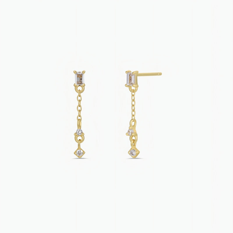 Baguette Drop - Gold Earrings