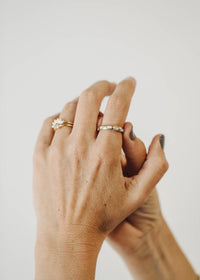 Gold Rings -  White Opal Inset Baguette: 6