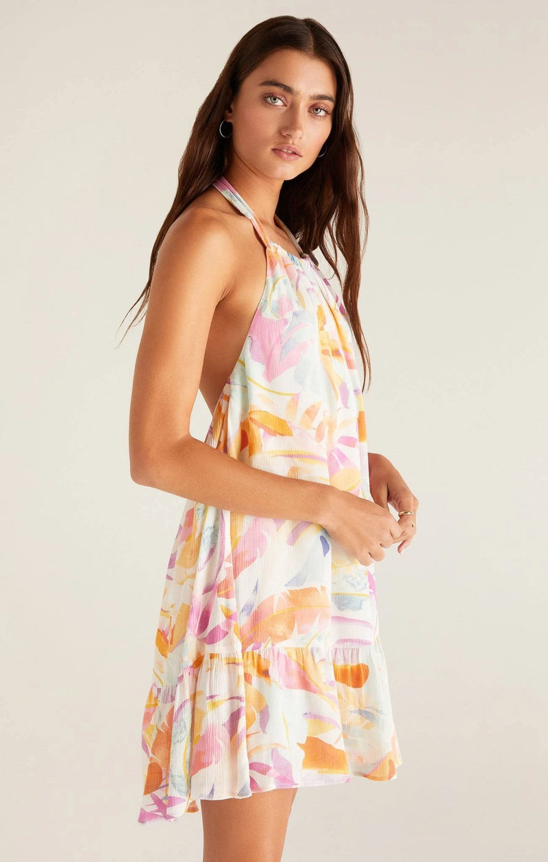 Rooftop Palm Dress White Shell