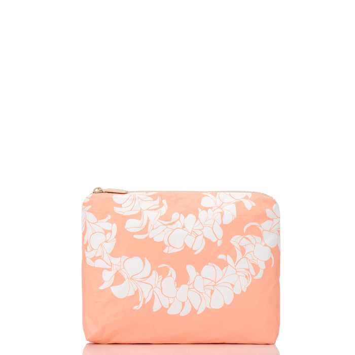Plumeria Lei Small Pouch Peachy