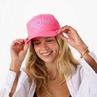 Aloha Trucker Hat Neon Pink
