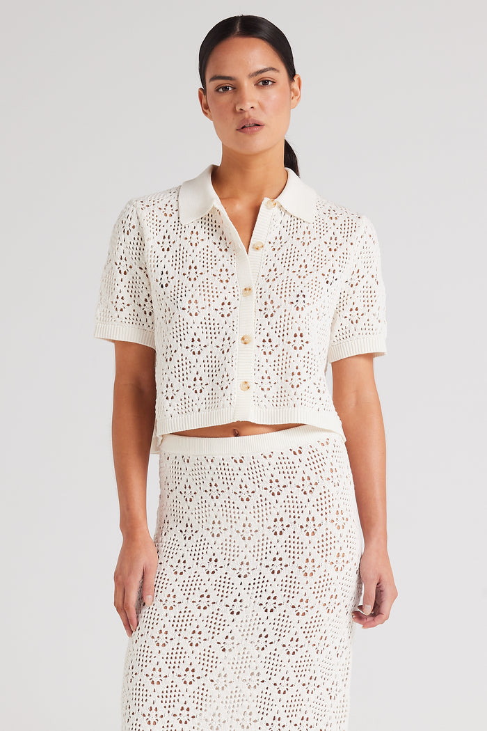 Messina Knit Crop Top Vanilla