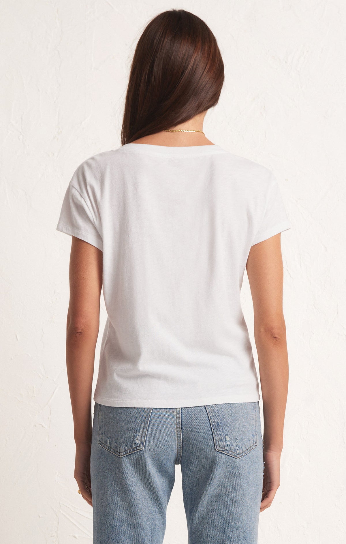 Modern V Neck Tee White