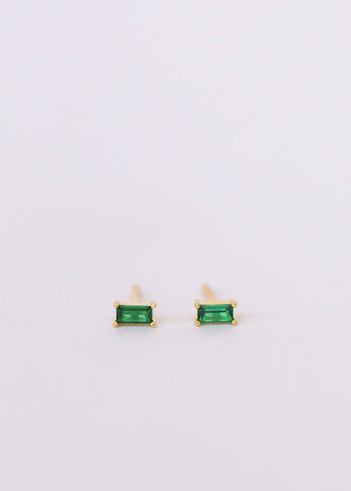 Baguette Emerald Studs
