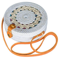 Round Rattan Bag White
