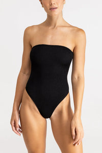 Wave Break Strapless One Piece Black