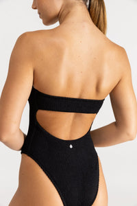 Wave Break Strapless One Piece Black