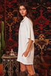 Oversized Button Up Collared Romper Ivory