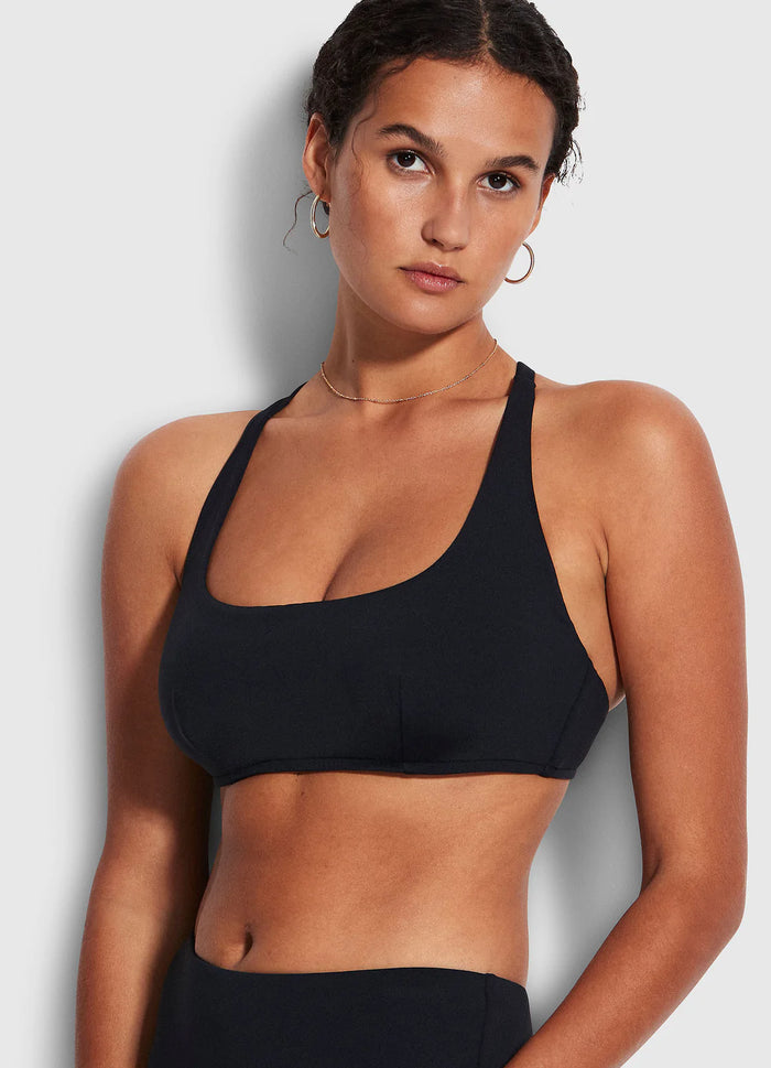 Scoop Neck Halter Bra Sea Dive Black