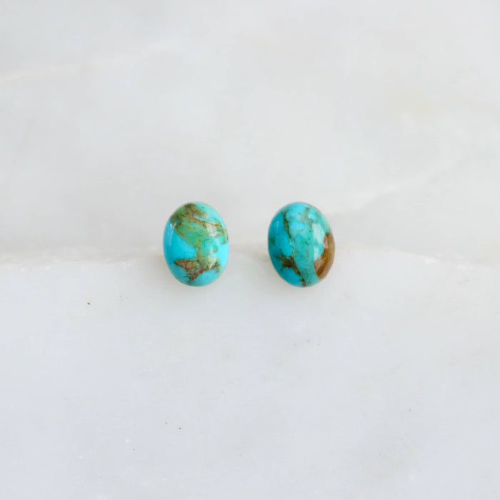 Turquoise Stud Earrings Oval