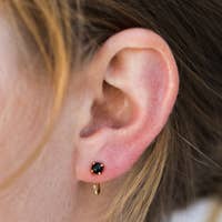 Obsidian Huggie Earrings