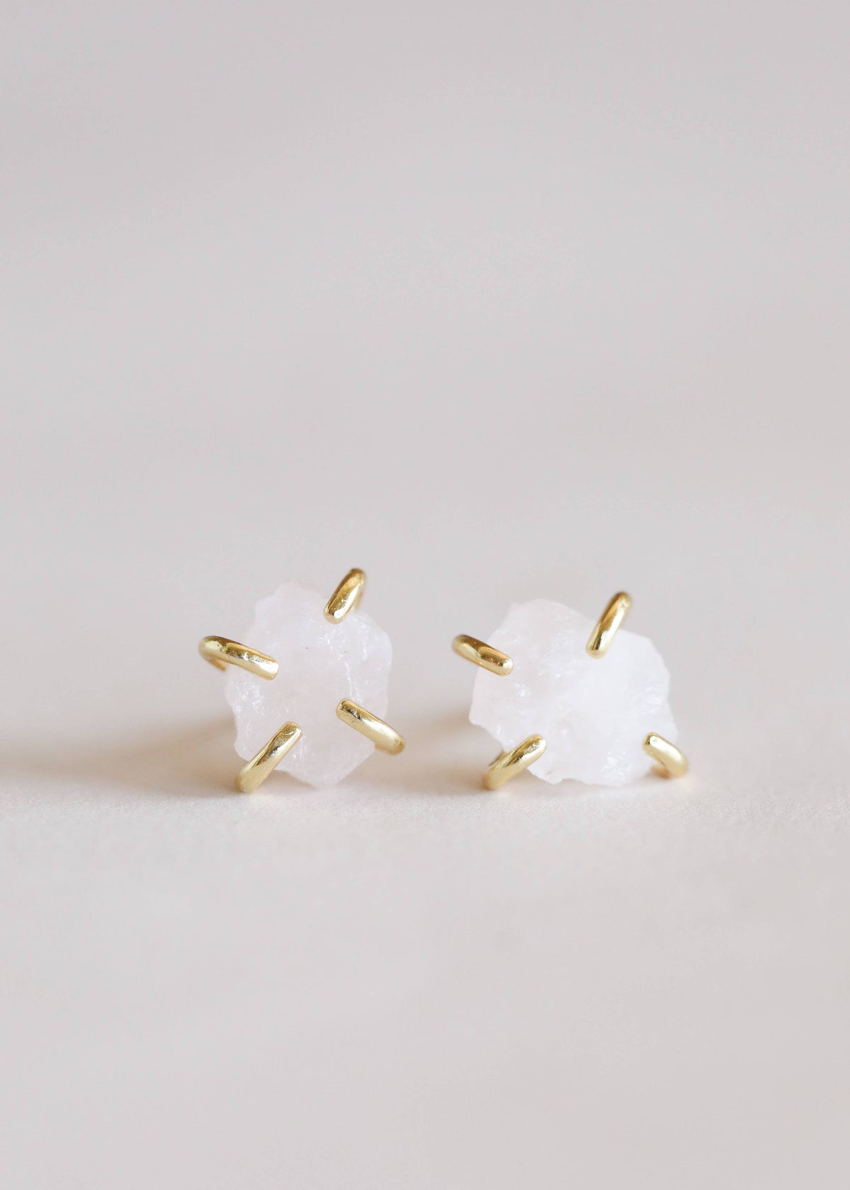 Rose Quartz Gemstone Prong Earring