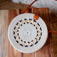 Round Rattan Bag White