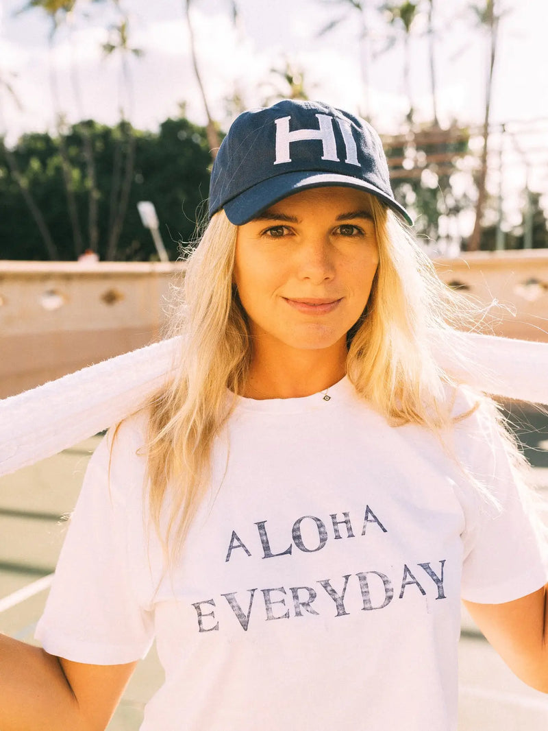 Aloha Everyday Hand Stamped Tee White