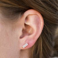 White Druzy Bar Earrings