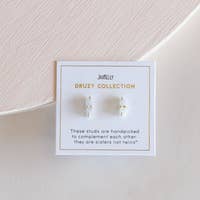 White Druzy Bar Earrings