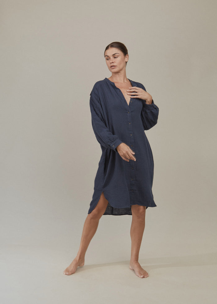 Stone Cotton Gauze Dress Oat