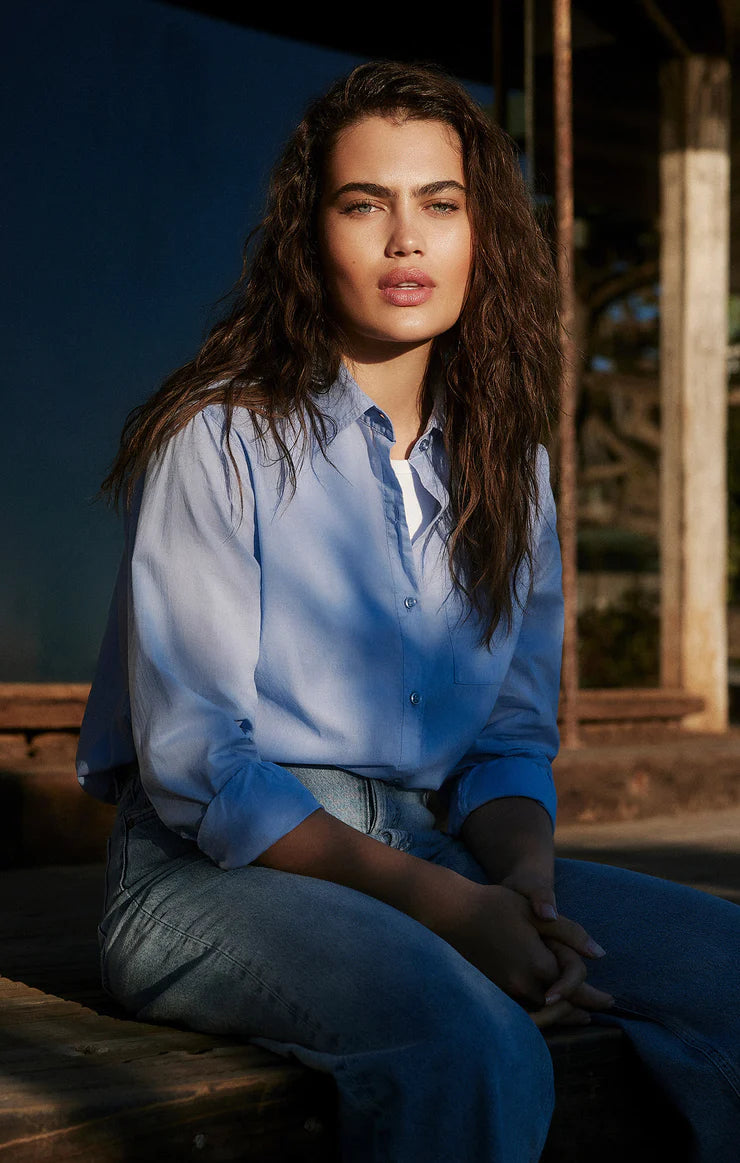 Poolside Button Up Shirt Blue Bird