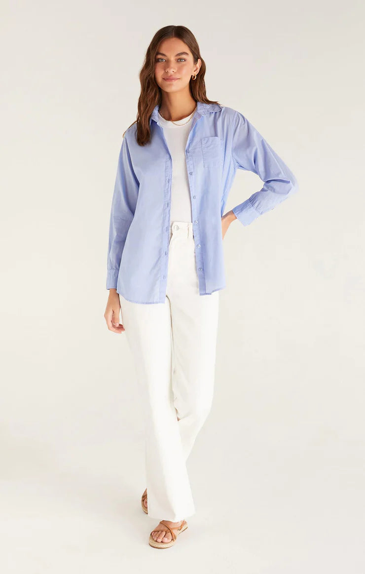 Poolside Button Up Shirt Blue Bird