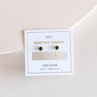 Obsidian Huggie Earrings