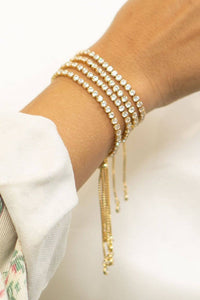 18K Gold Pull Tie Tennis Bracelet