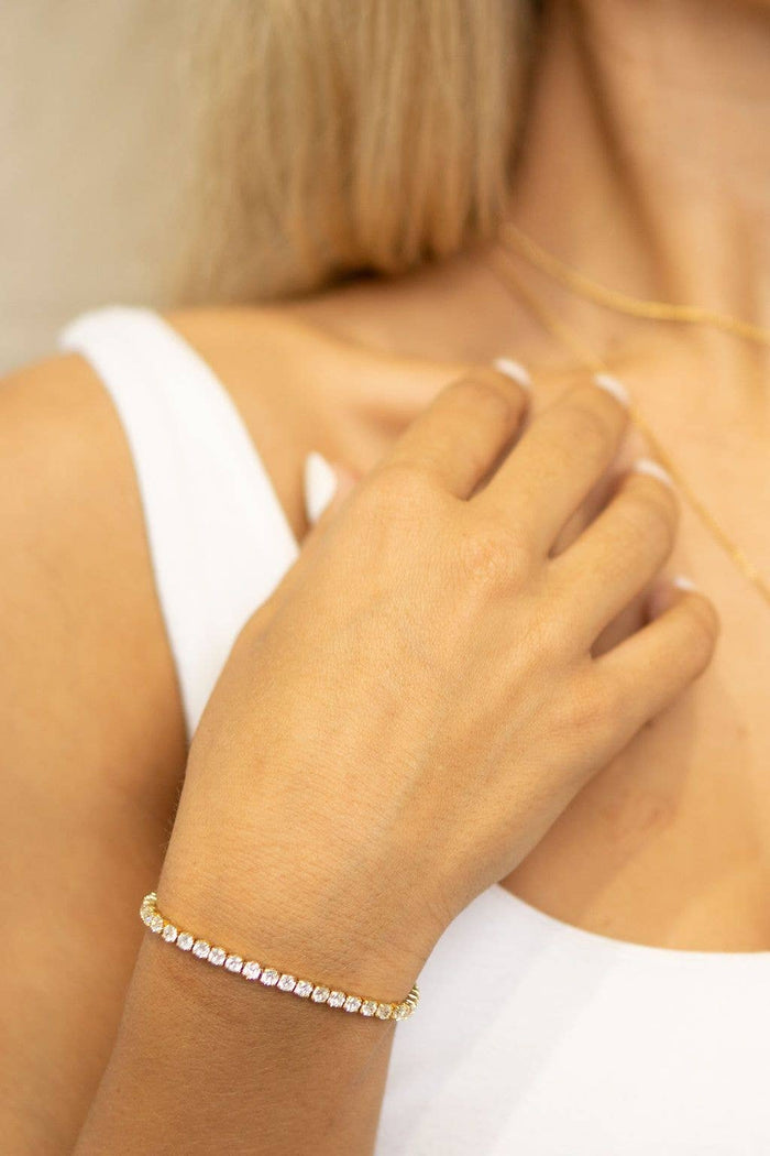 18K Gold Pull Tie Tennis Bracelet