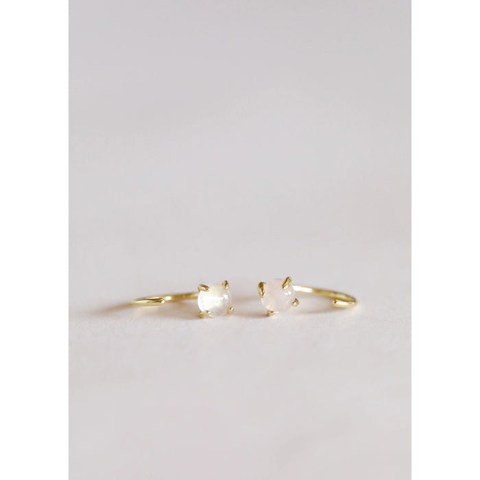 Rose Quartz Huggie Earrings