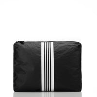 Mid Pouch Linen Stripe White on Black