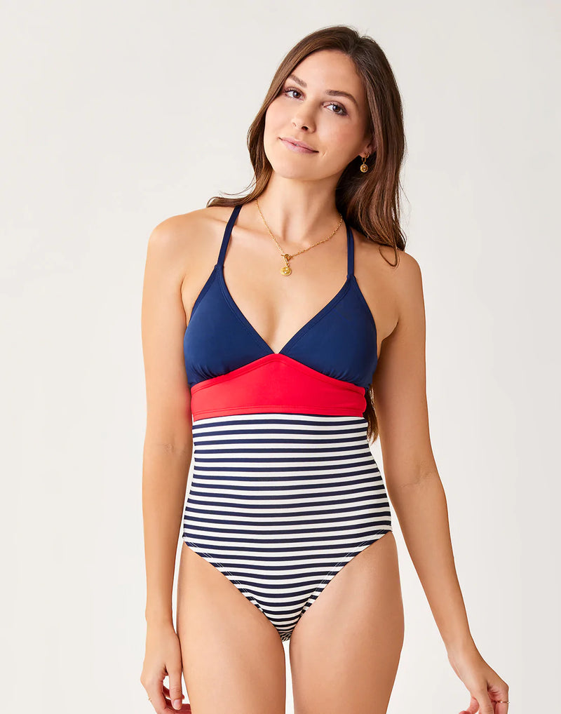 Dahlia One Piece Navy/Navy Stripe