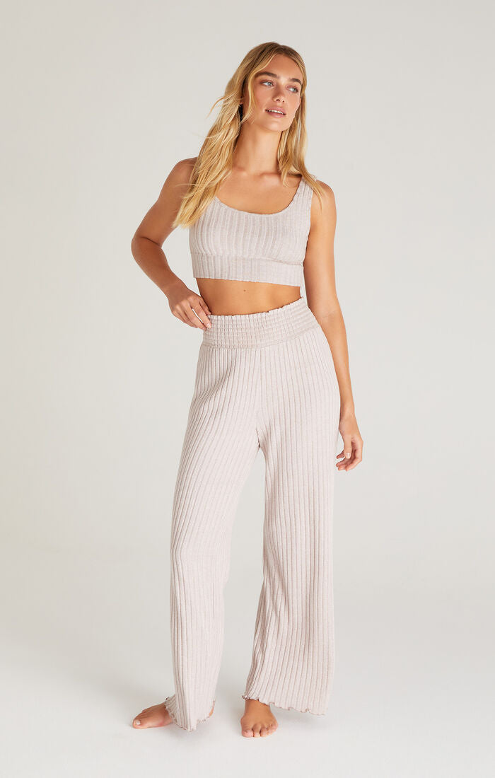 Dawn Smocked Rib Pant Heather Taupe